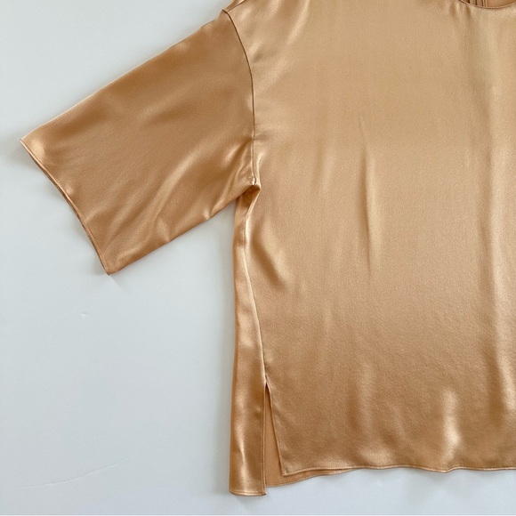 Vince 100% Silk Satin Bias Tee in Pecan | XL | NWT - Picture 5 of 12